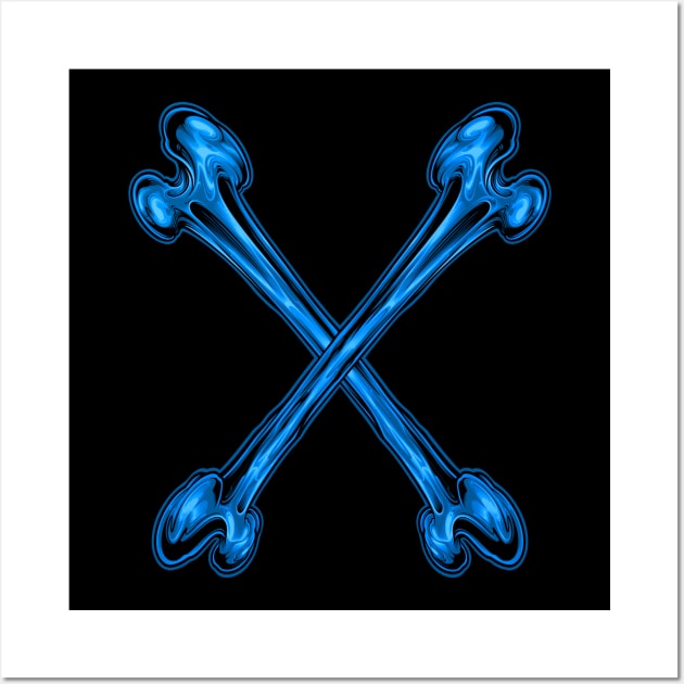 blue cross bone Wall Art by TOSSS LAB ILLUSTRATION